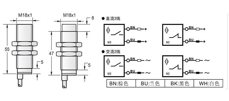 AC 2線 M18兩線電感式接近開關(guān)