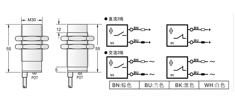 DC 2線 M30兩線電感式接近開關(guān)