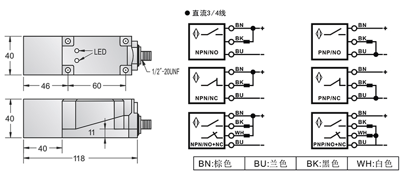 Q40接頭式方形電感式接近開關(guān)