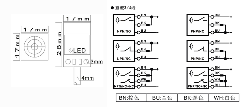 Q17土黃色方形電感式接近開關