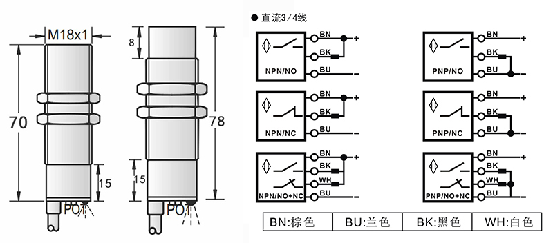 M18 銅管 出線式接近開(kāi)關(guān)